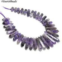 Высокое качество натуральный аметист двойной точечный столб Градуированный камень свободные бусины