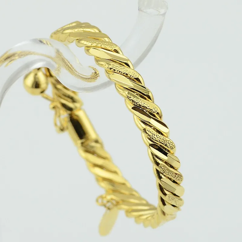 1 шт. модные детские милые золотые ювелирные изделия желтого золота скрученные браслеты маленькие браслеты