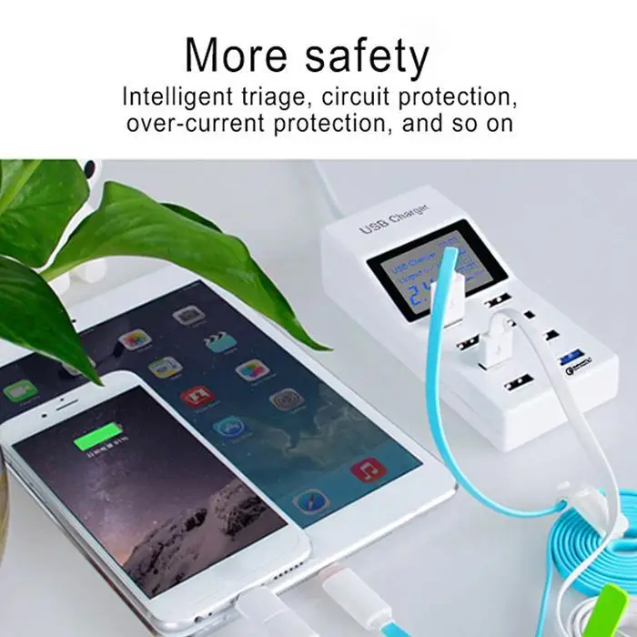 Быстрая зарядка нескольких USB QC3.0 быстрое зарядное устройство светодиодный индикатор питания дисплея адаптер