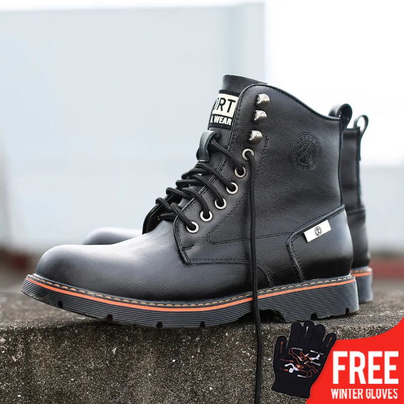 

OSCO Fashion Ankle Boots Autumn men's Motorcycle Martin Boots men Shoes Lace-Up Outdoor Leisure Military Boots Men