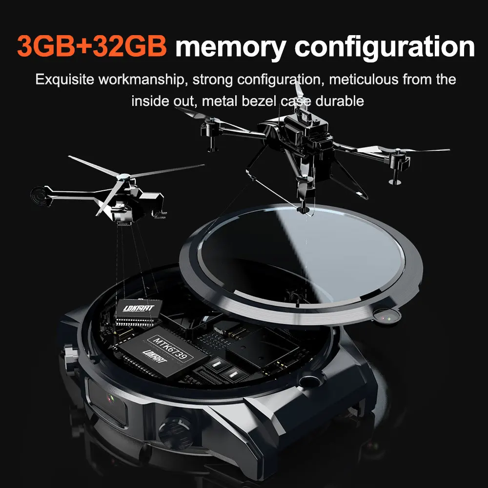 LOKMAT 4G Smart watch men Android 7.1 MTK6739 3GB+32GB AMOLED Screen 610mAh Battery GPS Smartwatch for ios