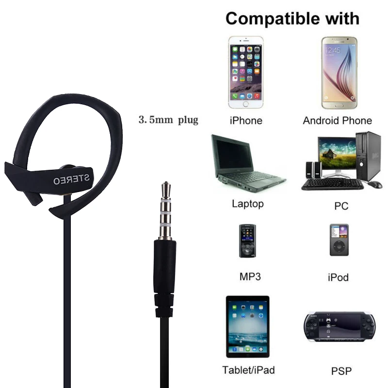 Stereo Sports Earphones Ear-Hook Headset Noise Canceling Earbuds with Mic for iPhone Xiaomi Mobile Phone MP3 MP4 Player (22)