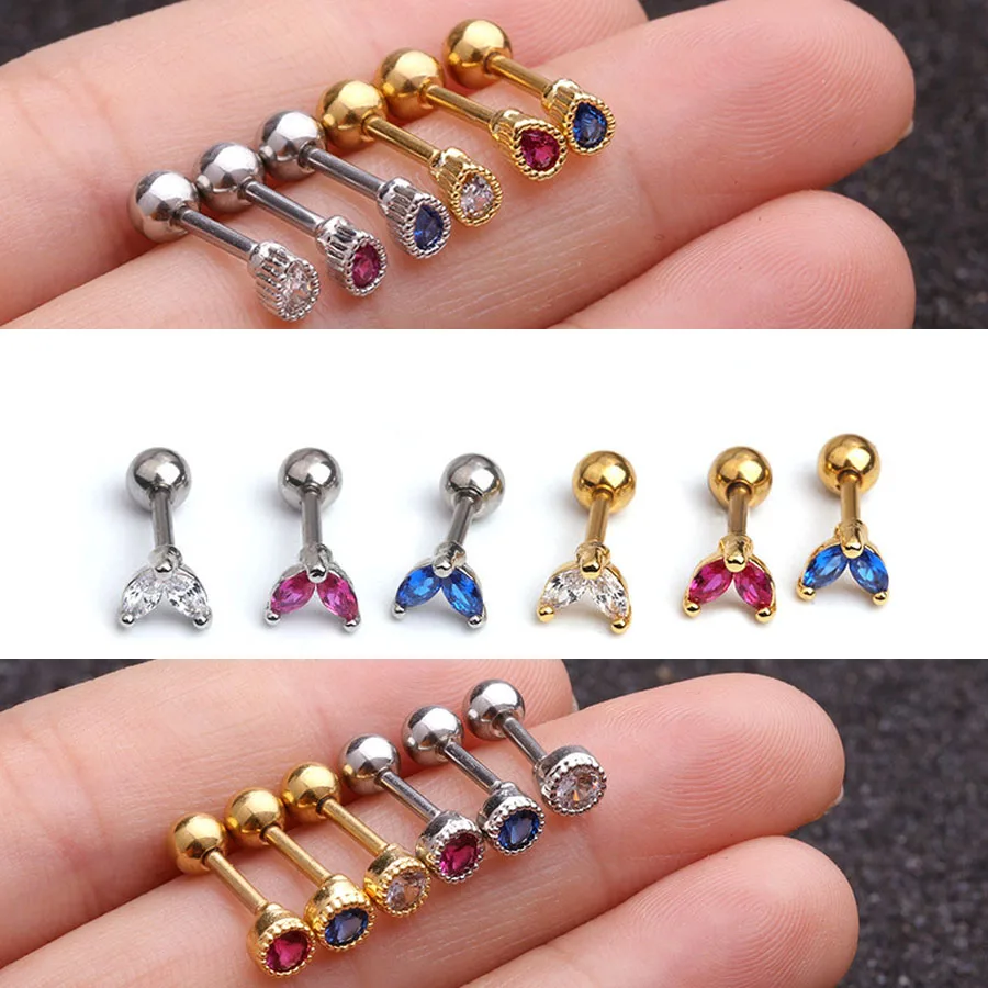 

Imixlot Blue Pink Cz Round Teardrop Round Helix Piercing Jewelry Small Cartilage Earring Tiny Tragus Conch Rook Ear Lobe Stud