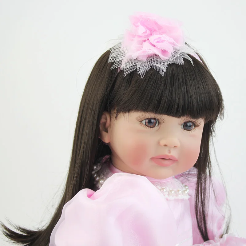 60 см Силиконовая виниловая Кукла Reborn Girl Baby Doll игрушки Реалистичные 24 дюймов принцесса Младенцы Куклы с платьем мода подарок на день рождения