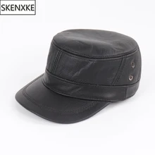Новинка осень зима мужские военные шапки из натуральной кожи мужские теплые уличные шапки из натуральной овечьей кожи с ушками бейсболка из натуральной кожи