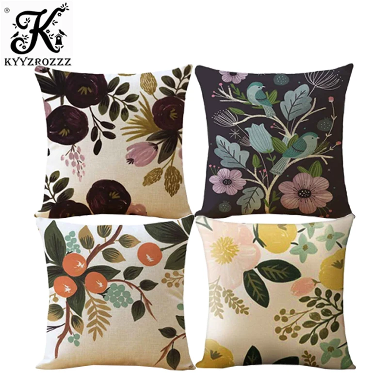 

cushion cover 45x45cm flowers pattern square printed pillow sofa waist throw home textile decorative pillow cover cushion cover