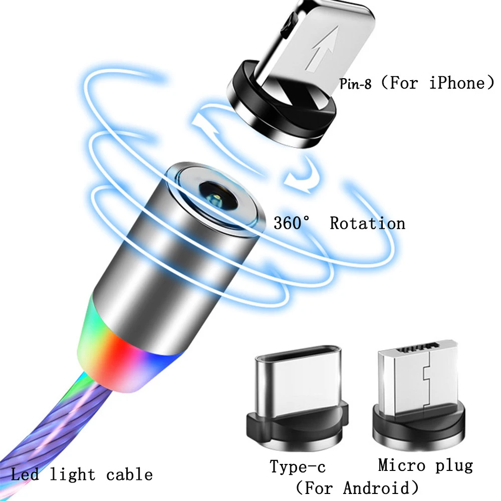 QF цветной магнитный кабель Micro USB type C для быстрой зарядки Pin-8 для Xiaomi huawei для iPhone X XS samsung