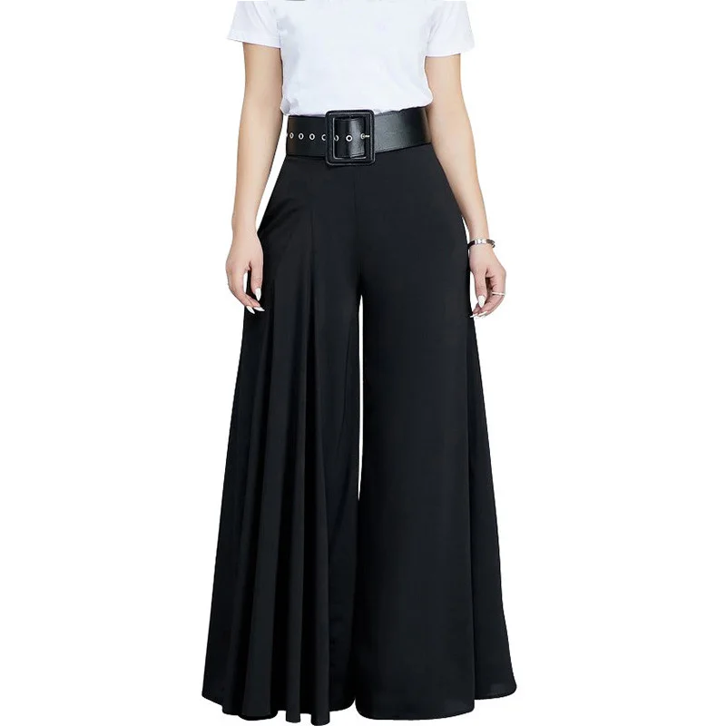 

Women Pleated Wide Leg Pants High Waisted Trousers Elegant Office Work Wear Ladies Casual Loose Palazzo Pant Long Pantalon Femme