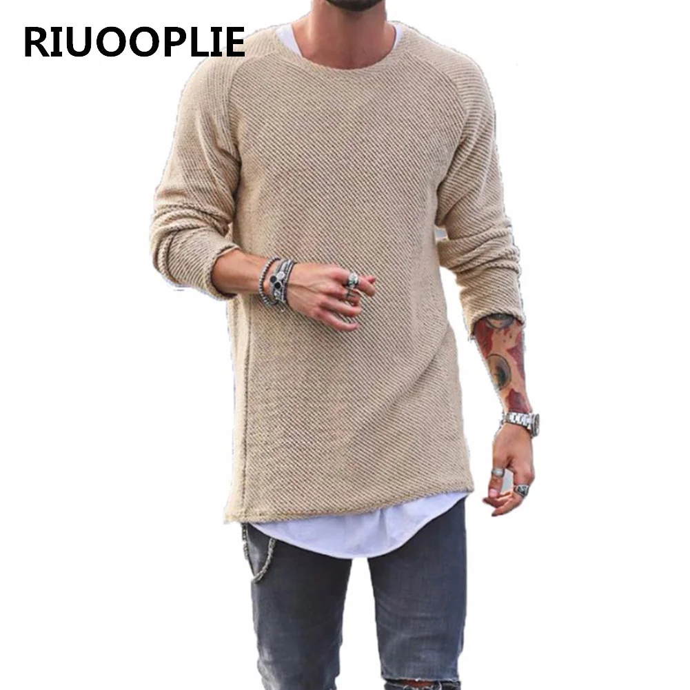 RIUOOPLIE Mens Sweater Autumn Winter Knitted Solid Plain Pullover Casual Loose O Neck 3
