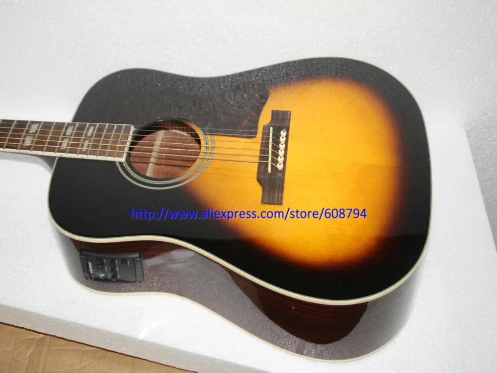 Custom J15 Acoustic Electric Guitar WITH 101EQ Fire Burst