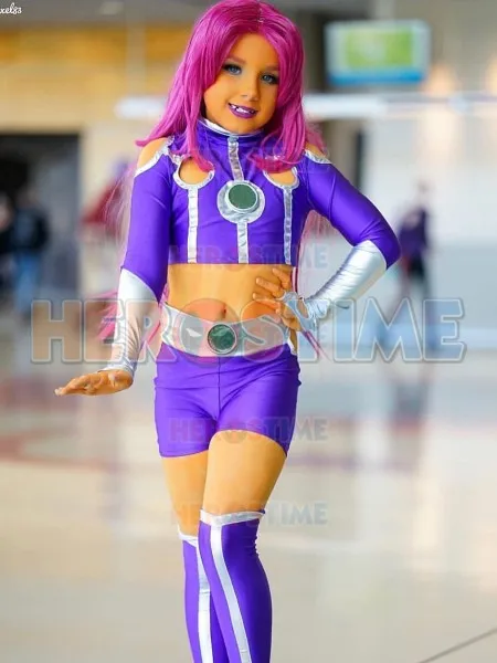 Дети Starfire костюмы косплей супергероя зентай облегающий костюм на Хэллоуин для