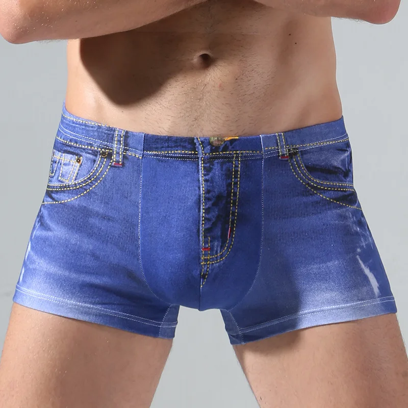 

3D Simulation Fashion Denim Male Boxers Cotton Underpants High Quality Underwear Panties Boxer Shorts Solid Soft Comfortable
