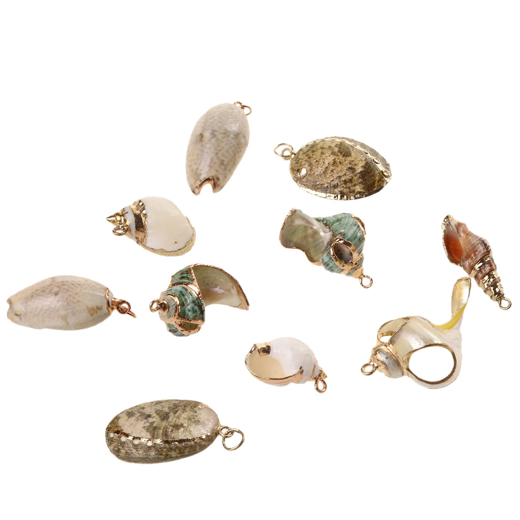 Gilding Gold Natural Conch Shell Beads Pendants for Jewelry Making DIY