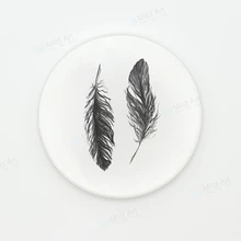 Nordic Стиль Черный и белый перо печать минималистский Керамика барная Подставка под посуду персональный подарок Творческий Кухня дополнительный коврик коврики