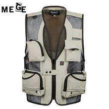 MEGE Летняя мужская рабочая одежда с несколькими карманами, жилет для фотографии, оборудование для охоты, туристический жилет для охоты