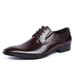 Летние мужские деловые туфли в британском стиле с острым носком, мужские оксфорды из натуральной кожи, мужские дышащие полуботинки, обувь