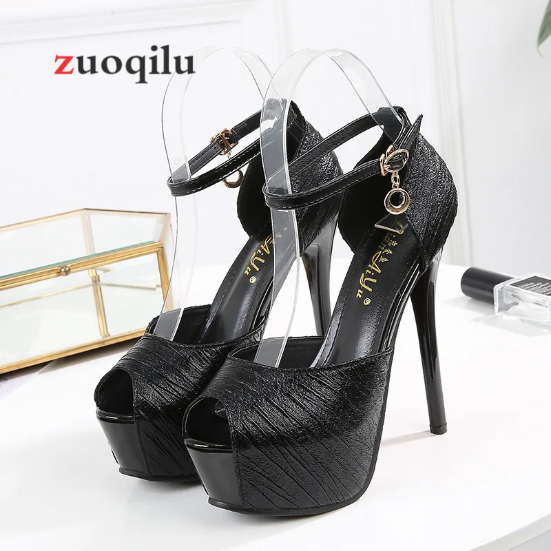 2019 Platform High Heels 14cm Shoes Woman Pumps Gold Women Sandals Party Shoes Female Wedding Shoes Sapato feminino