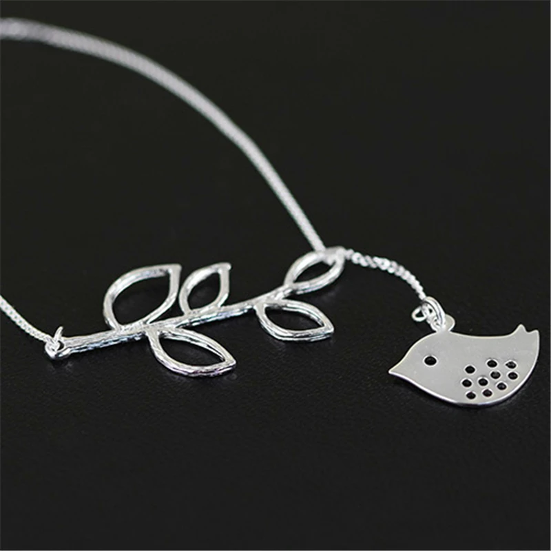 Lotus Fun реальные 925 серебро ручной работы Fine Jewelry прекрасной птицы листья ожерелье с