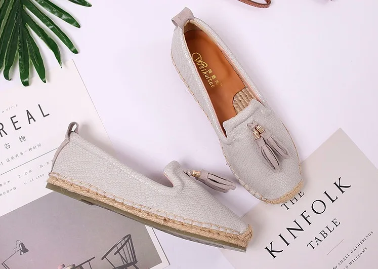 QQ20180625-185039.Women Flats Shoes Spring Autumn Fisherman Shoes Flock Lazy Loafers Fringe Women Casual Single Shoes
