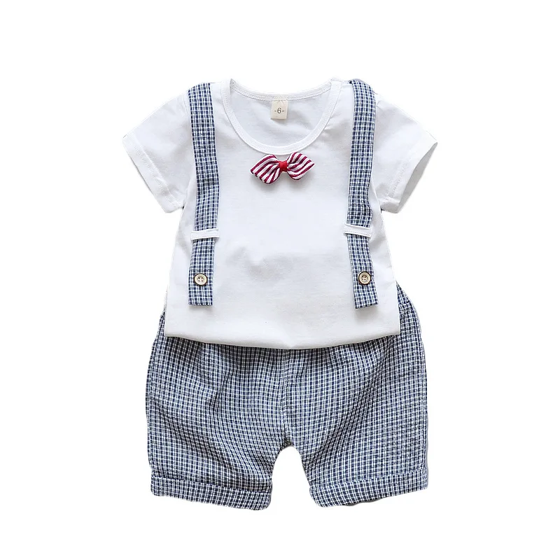 Baby Boys Clothing Sets Summer Top Birthday Kids Suit Casual Bow Tie
