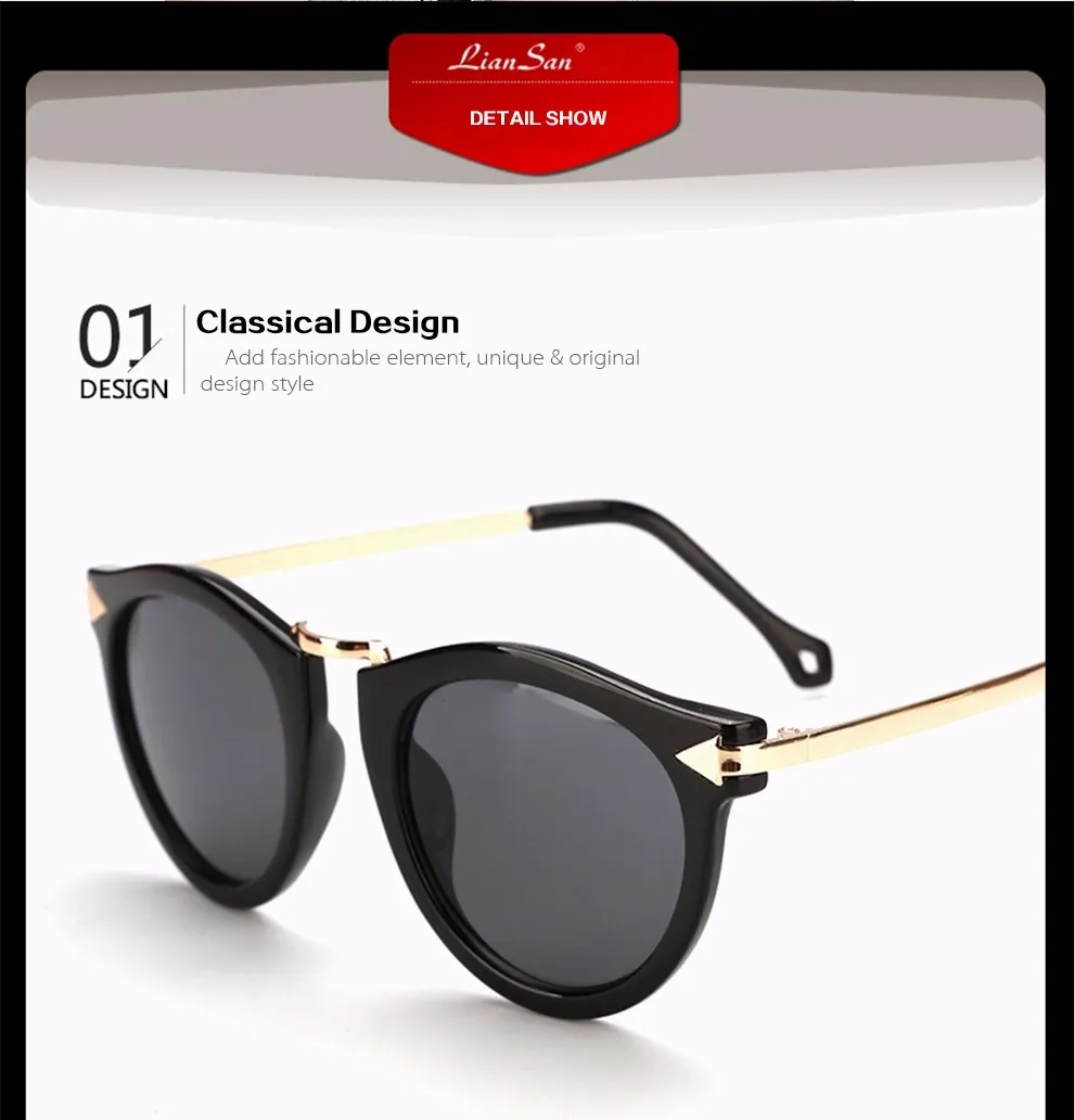 LianSan Ретро кошачий глаз женские солнцезащитные очки золотые женские винтажные классические роскошные брендовые дизайнерские пластиковые модные с коробкой LSPZ8888