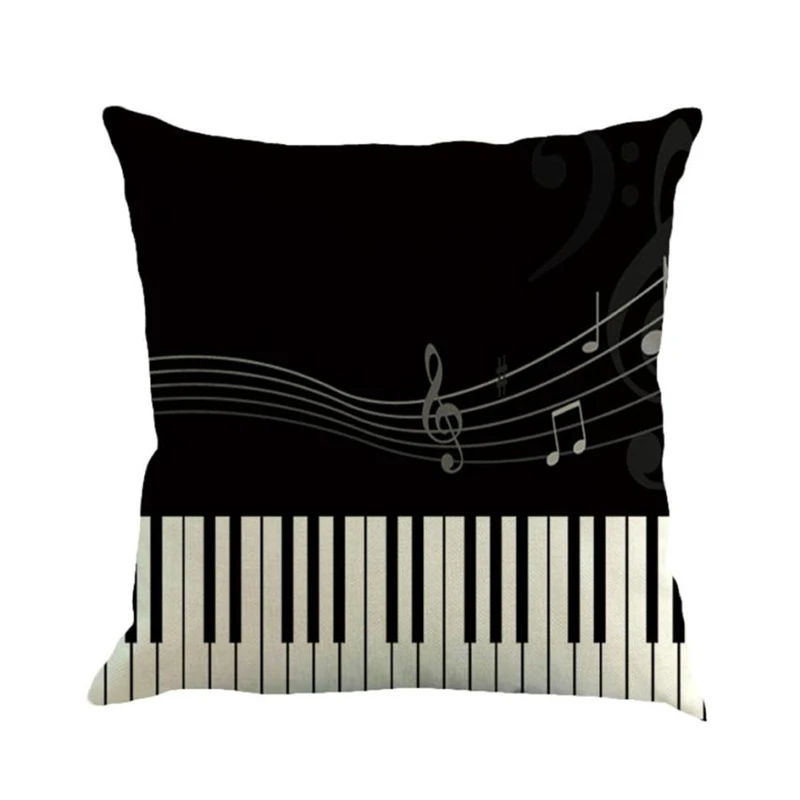 Musical Note Painting Linen Cushion Cover Throw Pillow Case Sofa Home Decor02
