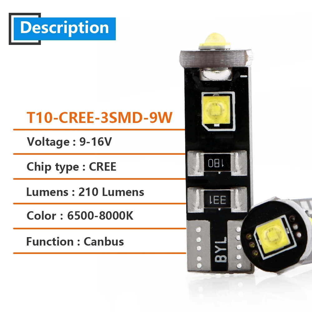 Светодиодные лампы 8X Canbus W5W T10 3 SMD светильник свет 12 В постоянного тока 194 168 маркер