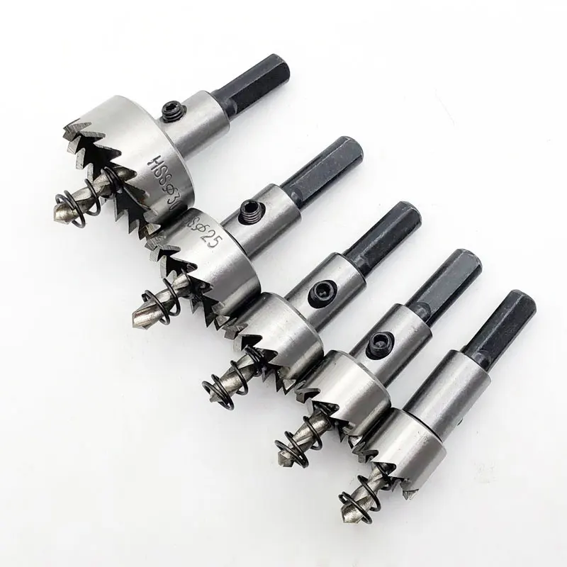 5pcs Carbide Tip HSS Drills Bit Hole Saw Set Stainless Steel Metal Alloy 16/18.5/20/25/30mm #W00172#
