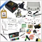 Best Price as low as $109.96 2016 High quality 2 Gun Rotary Tattoo Kit Glitter Complete Machine Equipment Sets+Ink +Needles+Power supply+Grips+Prastice skin