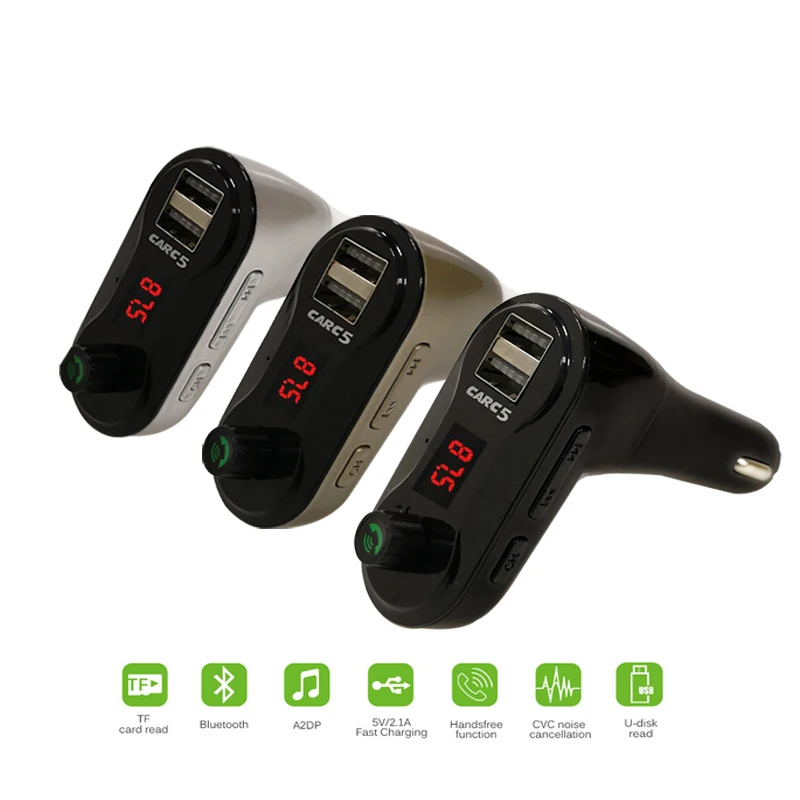 Bluetooth fm передатчик громкой связи авто Car Kit Музыка адаптер C5 радио Наборы 2 Порты usb