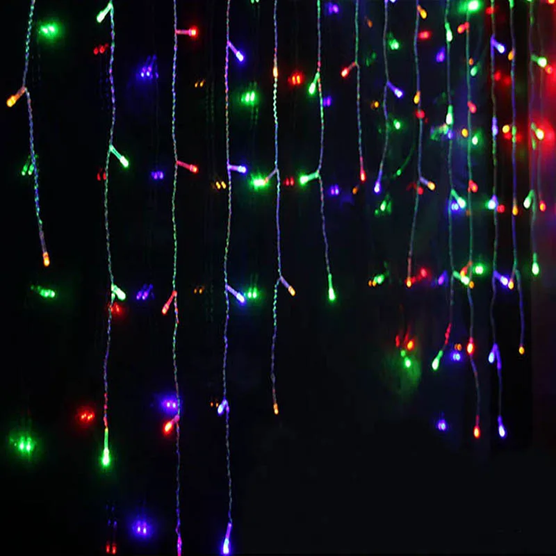 Рождественский светильник s, уличный декор, 5 м, свисает, 0,4-0,6 м, 96, светодиодная лампа для занавесок, сосулька, струнный светильник, новогодний, Свадебный, праздничный, гирляндовый светильник - Испускаемый цвет: Colorful