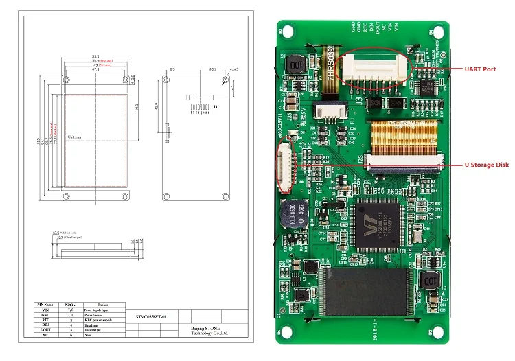 Программируемый 3,5 дюймовый умный TFT lcd с RS485/RS232/ttl интерфейсом
