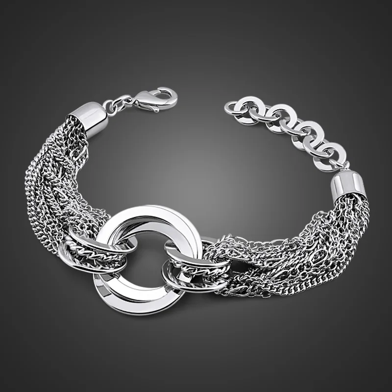 

Fashion Brand 925 Silver Link Chain Multilayer Bracelets for Men Women Light Luxury Shiny Bracelet Jewelry Gifts Trendy 21cm