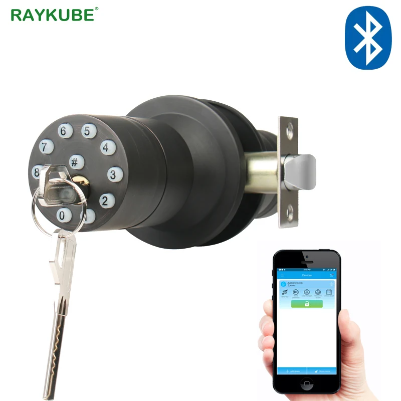 Online Mando RAYKUBE código Digital cerradura de puerta electrónica aplicación Bluetooth contraseña sin llave Opeing Enter Smart Live impermeable IP65
