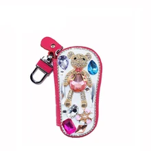 Мишка со стразами PU Кожаный Автомобильный ключ сумка для хранения организации шнурок для ключей держатели для кошельков аксессуары для дамских сумочек ключи чехол держатель для ключей