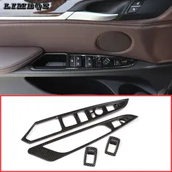 2 вида стилей Автомобильная дверь окно подъема кнопки Панель Накладка для f15 f16 для леворульных автомобилей BMW X5 X6 2014-2018 хромовое углеродное