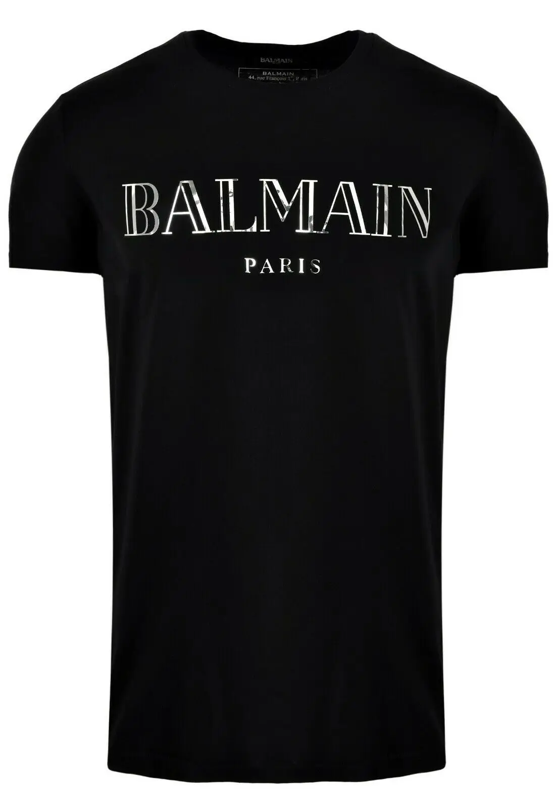 

Balmin PARIS Mens Chrome Silver Logo Black T Shirt RH11601I055 (UK L) £300 RRP