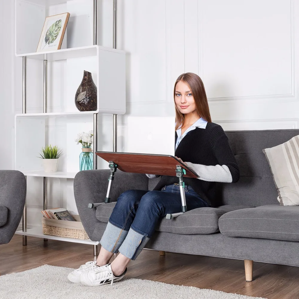Giantex المحمولة ارتفاع قابل للتعديل كمبيوتر محمول Deask منضدة للسرير الجدول قوائم مكتب طوي صينية إفطار HW56702WA