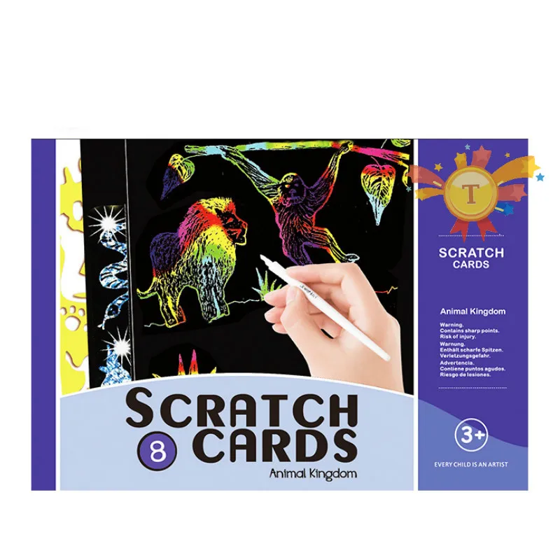 1 комплект 6 шт. волшебная сказка тема цветная бумага для скретч Арта цветные ing карты игрушки для рисования соскабливанием для детей образовательный подарок - Цвет: Animal kingdom