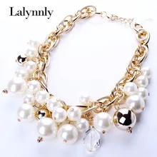 Collares de moda Para Las Mujeres 2016 Cadenas de Color Oro Collar de Perlas de Imitación y Pendantd Marca Accesorios de La Joyería Regalos N25881
