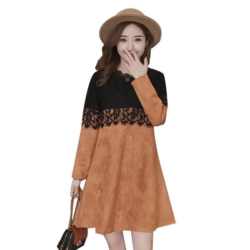 

Autumn Warm Long Sleeve Maternity Dresses Lace Floral Nursing Clothes Breastfeeding Dress Maternity Wear Clothing for Feeding
