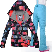 GSOU снег Женская лыжная куртка брюки сноуборд костюм ветроустойчивый Влагоустойчивый термический Открытый Спортивная одежда зимняя одежда брючный костюм
