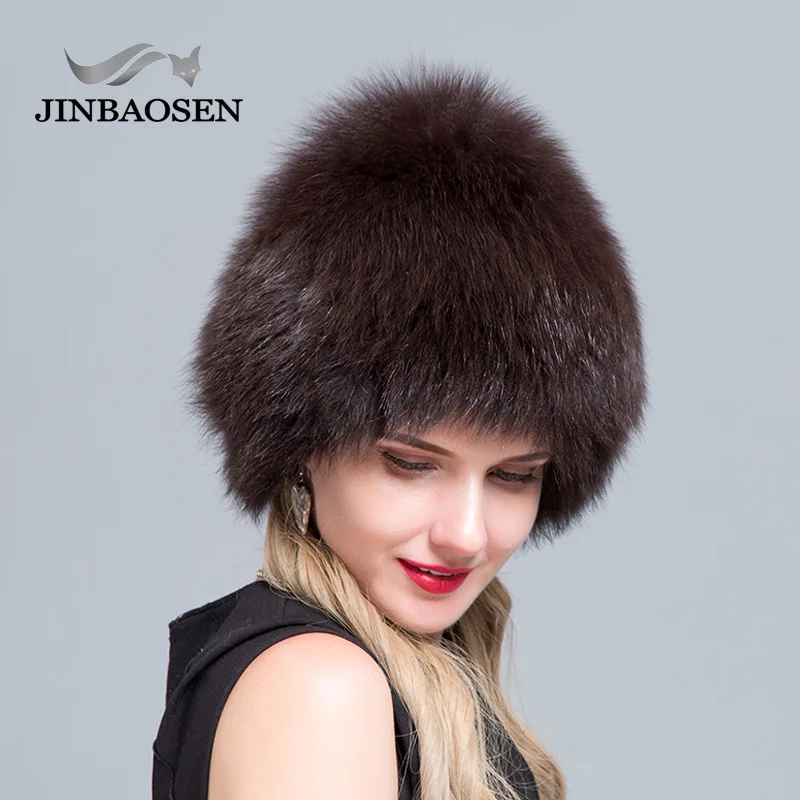 Женская меховая шапка JINBAOSEN из натурального Лисьего меха для русской зимы Модные