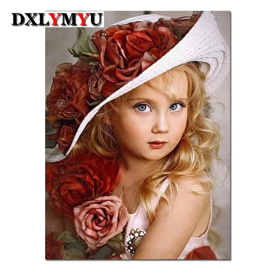 

DIY 5D Full square Diamonds Embroidery Flower hat girl Diamond Painting Cross Stitch Kit Diamond Mosaic painting Home Decoration