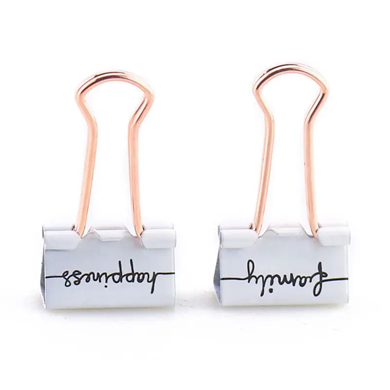 

15pcs happiness Metal Binder Clips Paper Clip 19mm Office Learning Supplies