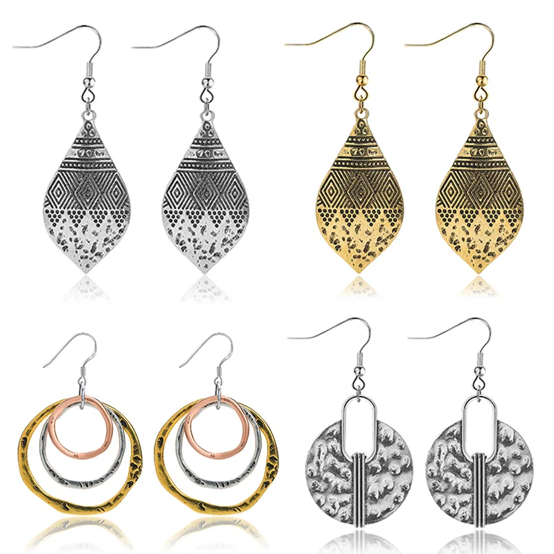 

20 Styles Indian Tribal Brass Earring Dangle Drop Earring Flower Ornate Swirl Gypsy Earring For Women Boho Vintage Earring 2019