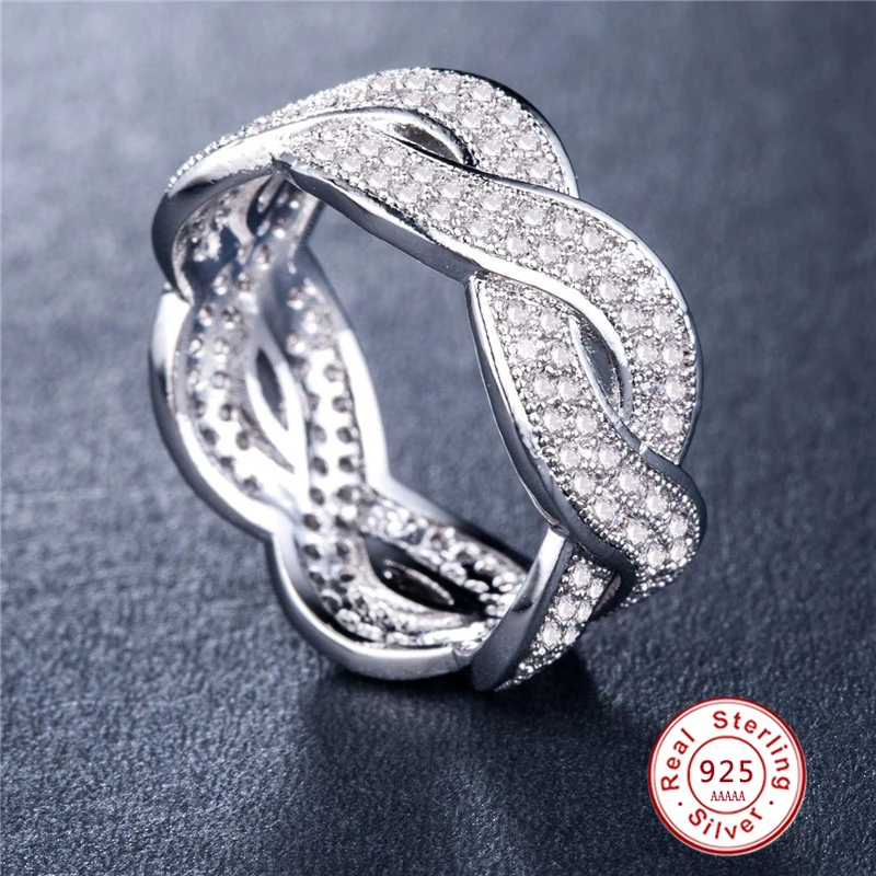 

Hollow Cross Luxury 925 Sterling silver Rings for Women AAA CZ Crystal Female Jewelry Infinity Sign Lover Wedding Party ring