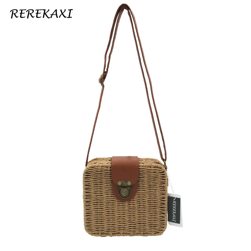  REREKAXI Hand-woven Candy Color Women Straw Bag Ladies Small Shoulder Bags Bohemia Beach Bag Crossb - 32833581649