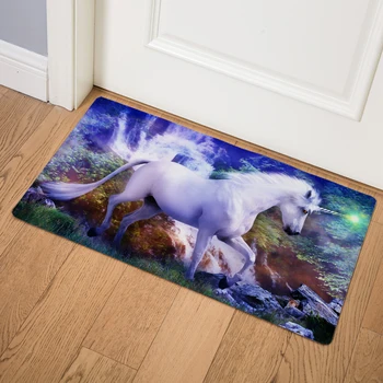 

Cartoon Animals Unicorn Print Carpet Floor Mat Kitchen Bathroom Non-slip Door Mats 46*76cm PVC Leather Rugs for Living Room