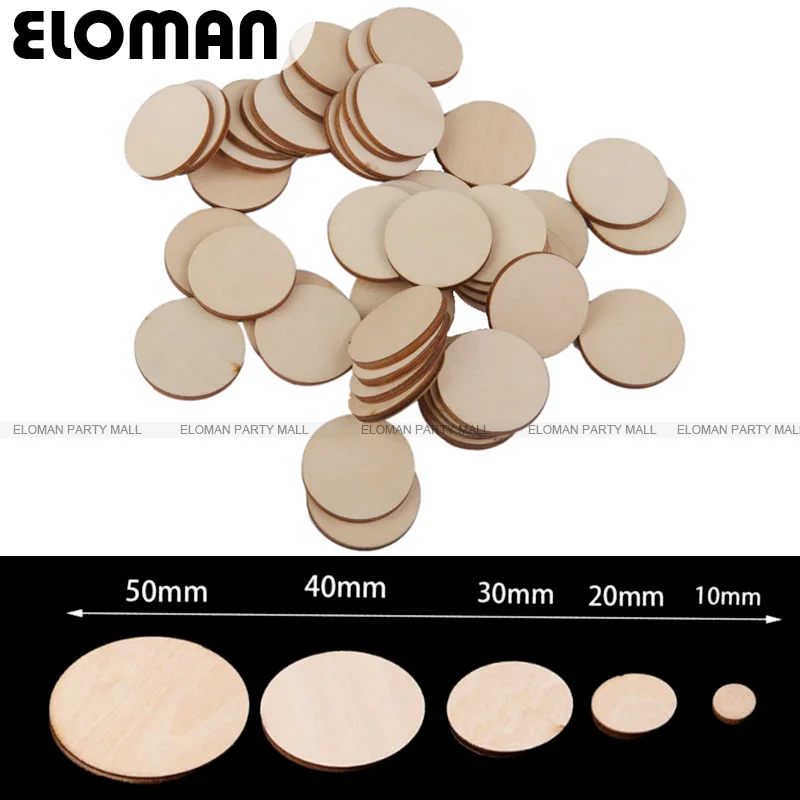ELOMAN 100 шт. необработанные круглые деревянные лазерные режущие поделки украшения